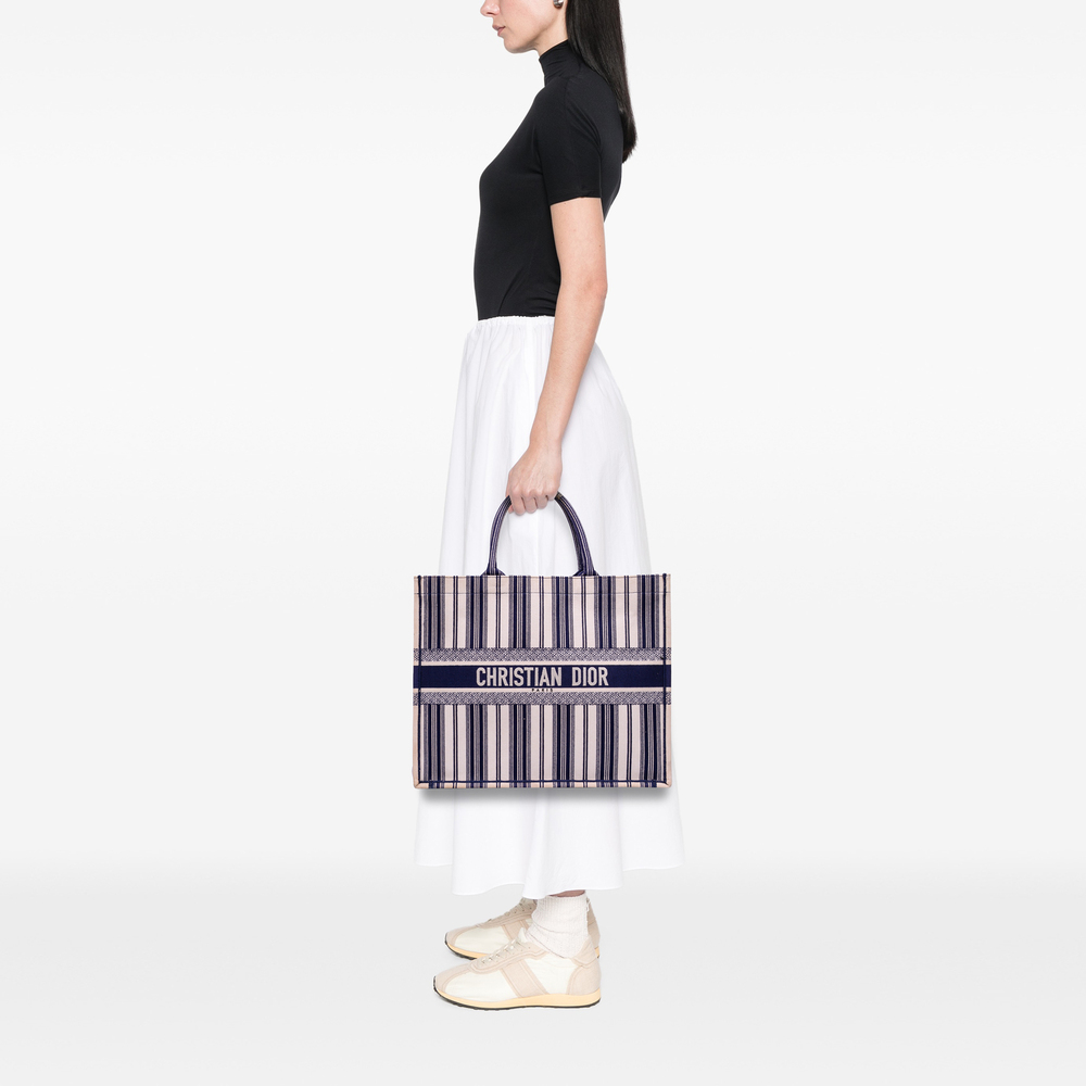 Pre-Loved Dior Large Canvas Striped Book Tote - Picture 11 of 11
